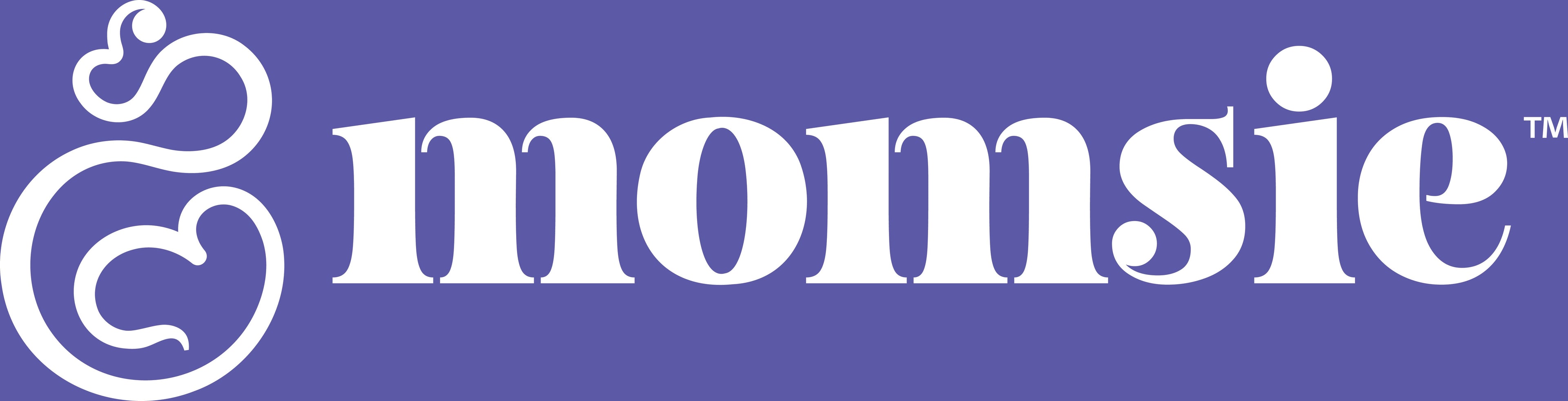 Momsie logo with a blue background